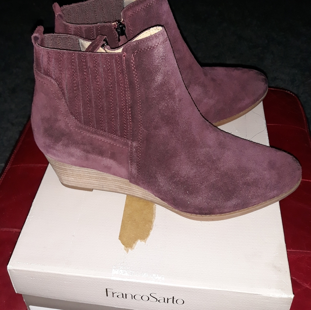 Plum Suede Ankle Booties slightly worn